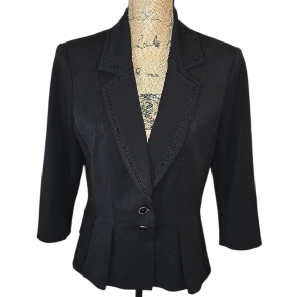 WHBM Career Academia Peplum 40s 50s Black Women's Blazer Suit Jacket Size 10 - Picture 1 of 11